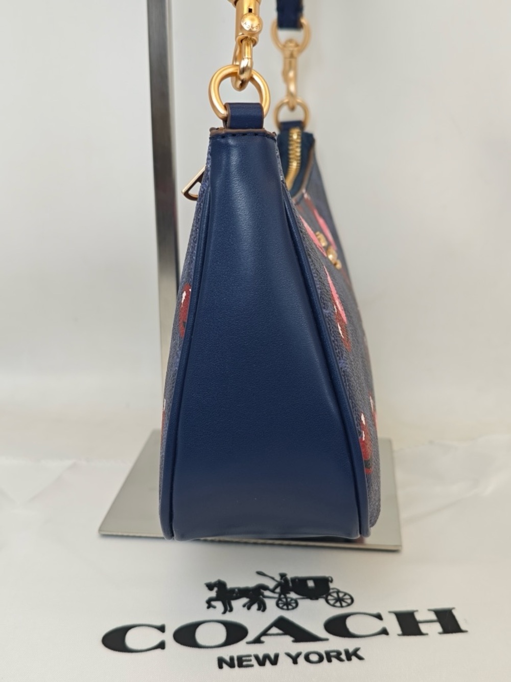 Coach Navy Cherry Print Shoulder Bag with Pink & Red Accents - Picture 9 of 12